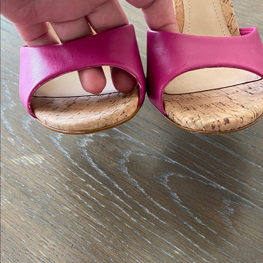 SCHUTZ Pink Cork Block Heel Slide Sandals - Picture 7 of 7